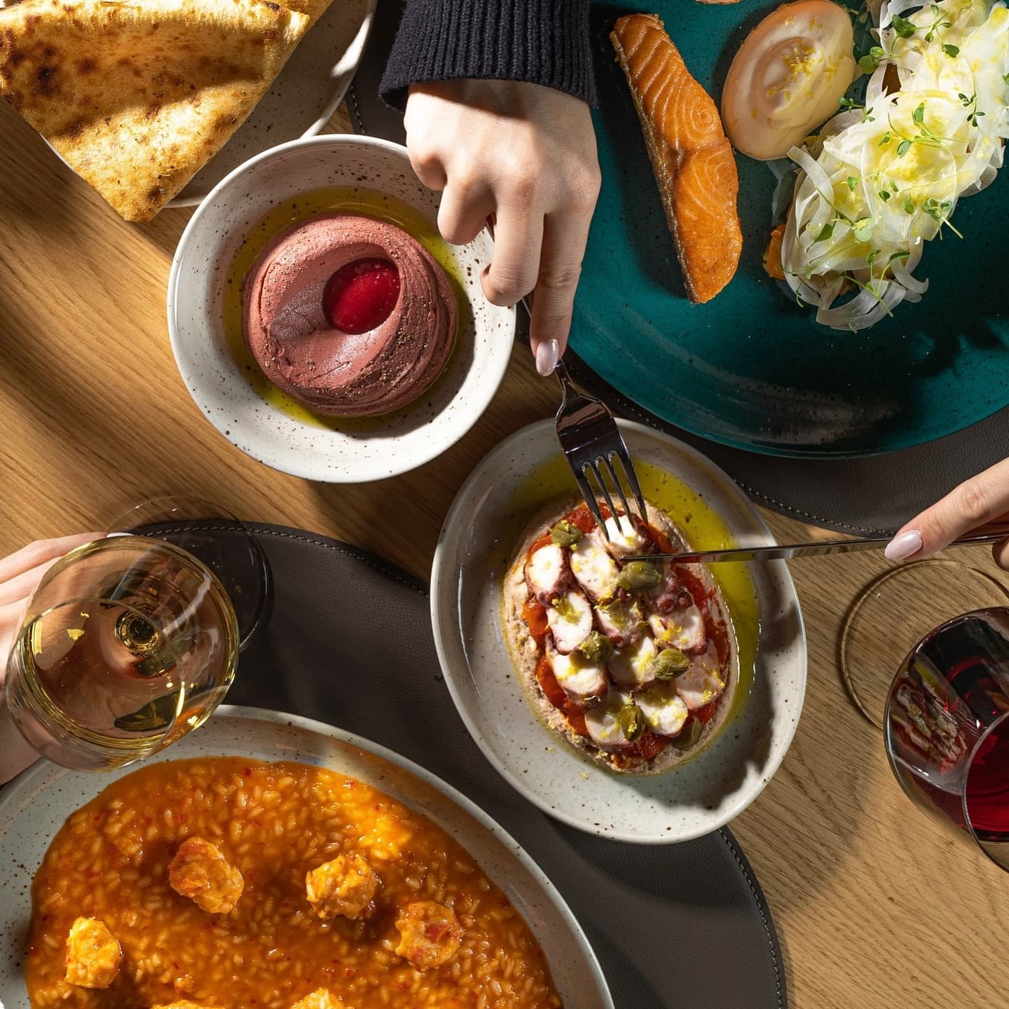 Restaurant dishes on a table