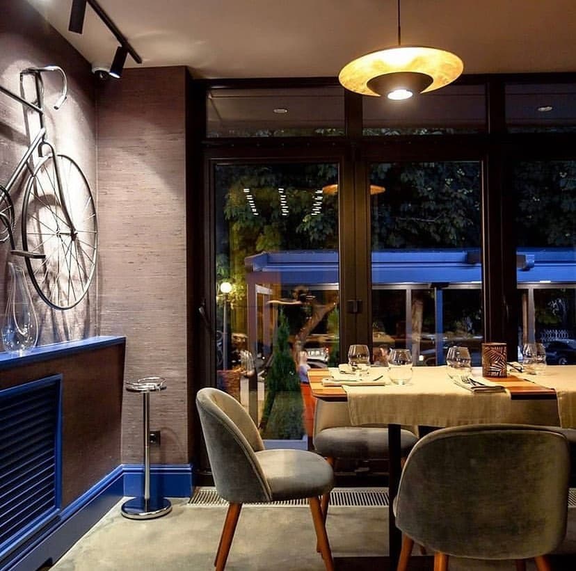 Restaurant table with dishes